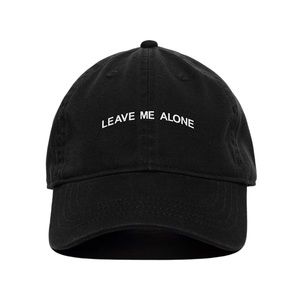 “Leave Me Alone” Black Embroidered Cotton Adjustable Cotton Dad Hat